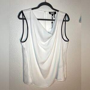 DKNY white womens dress top tank work shirt‎ black dress business professional